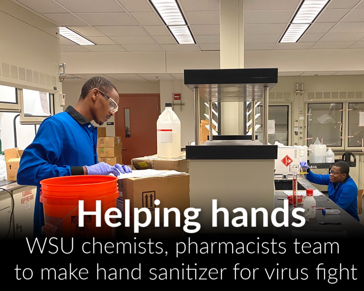 Wayne State chemists, pharmacists team up to make hand sanitizer for COVID-19 front line
