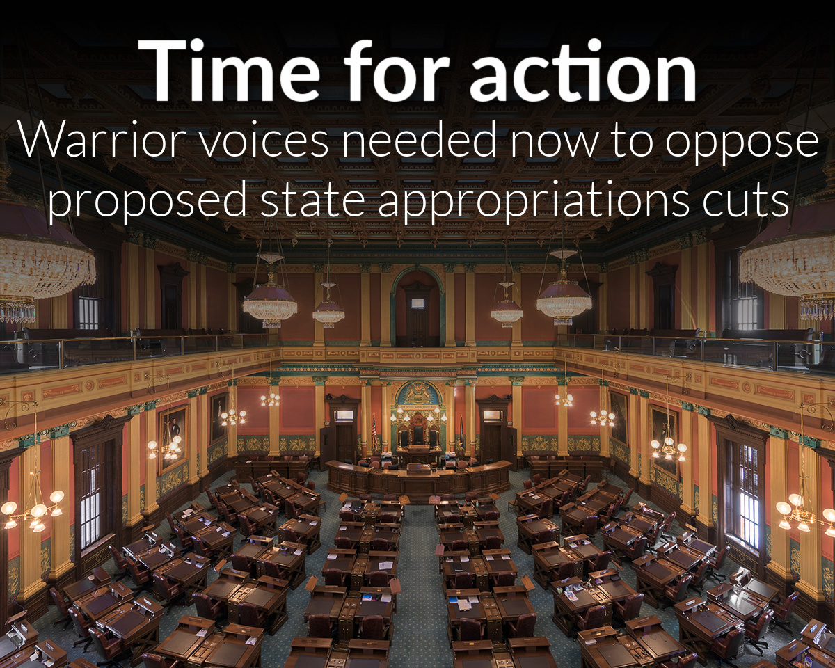 Warrior voices needed now to oppose proposed state appropriations cuts