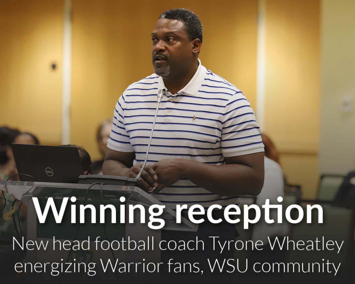 Football coach Tyrone Wheatley is excited to be home and working for Wayne State's student-athletes
