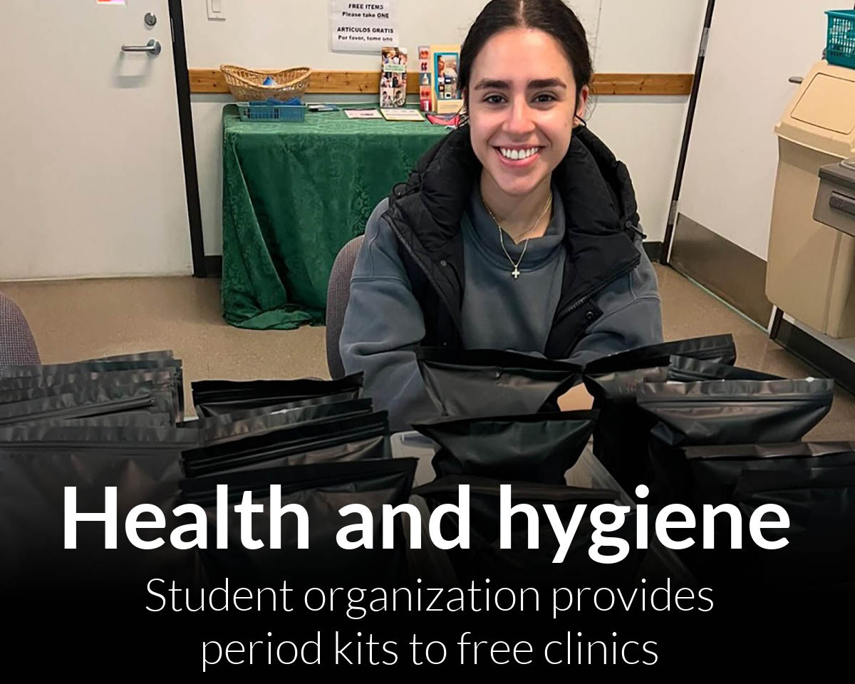 American Medical Women’s Association student organization providing period kits to free clinics