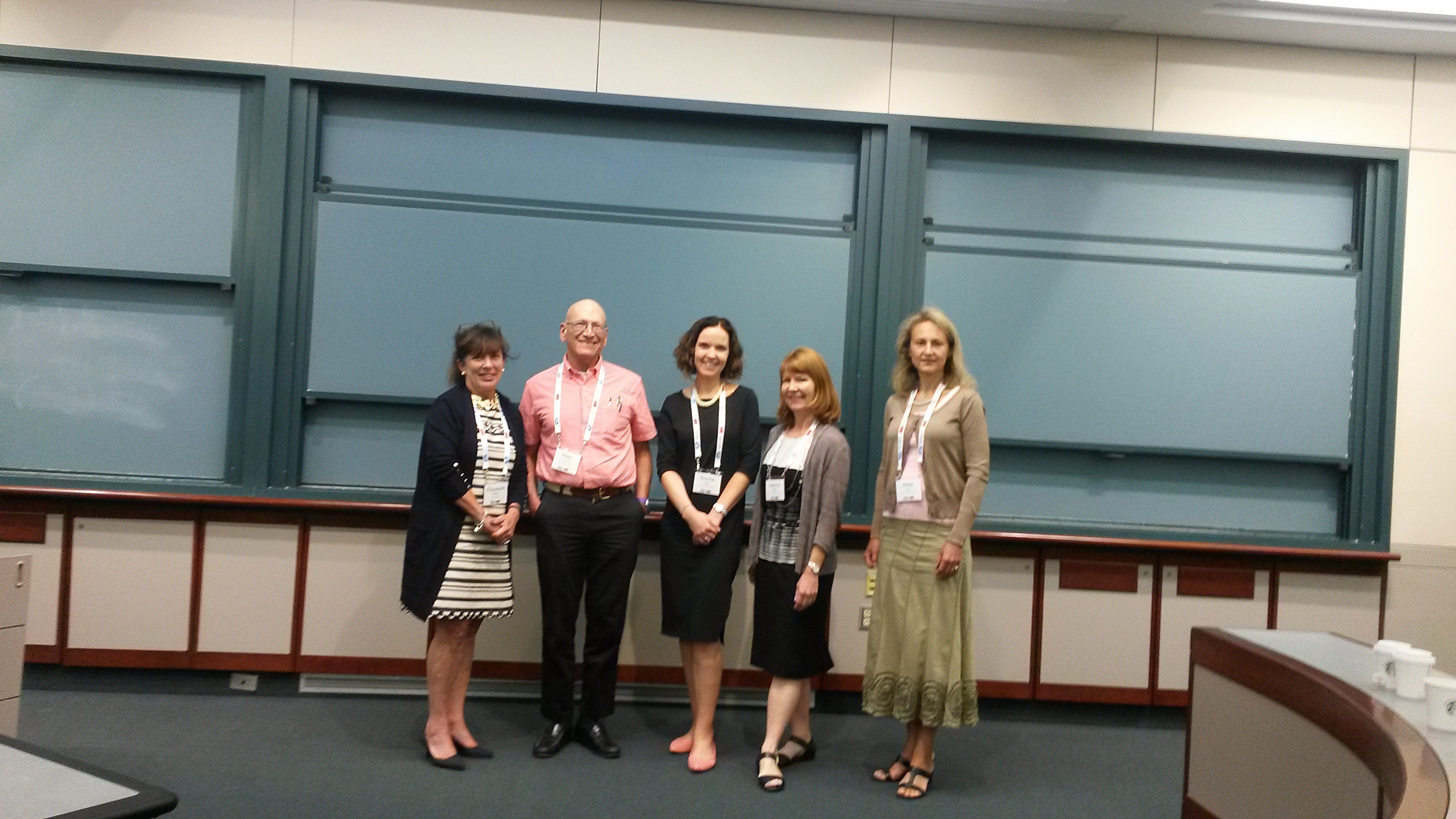 The organizational committee for Teaching Health Economics is pictured from left to right, Elizabeth Seidler, Allen Goodman, Emma Frew, Joanne Spetz, Maia Platt for 2017 meeting