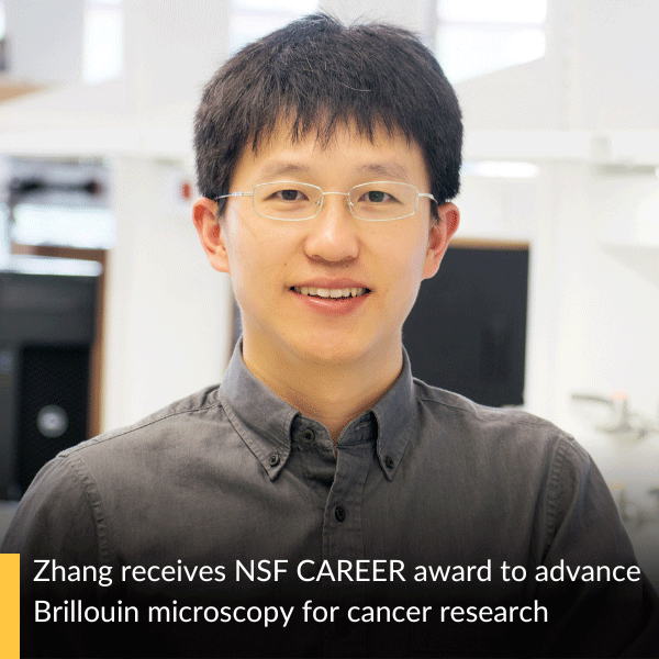 Zhang receives NSF CAREER award to advance Brillouin microscopy for cancer research