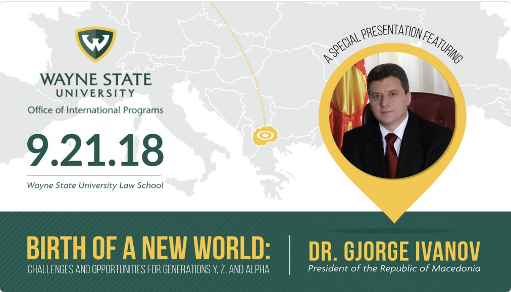 Sept. 21: OIP to host President of the Republic of Macedonia for special presentation
