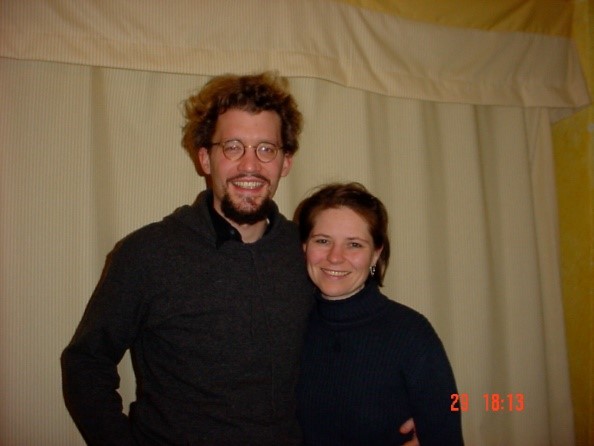 Former JYM German language instructor, Bernhard Bittl, and Lena Bittl, former JYM academic coordinator, at a dinner party in their home in 2001.