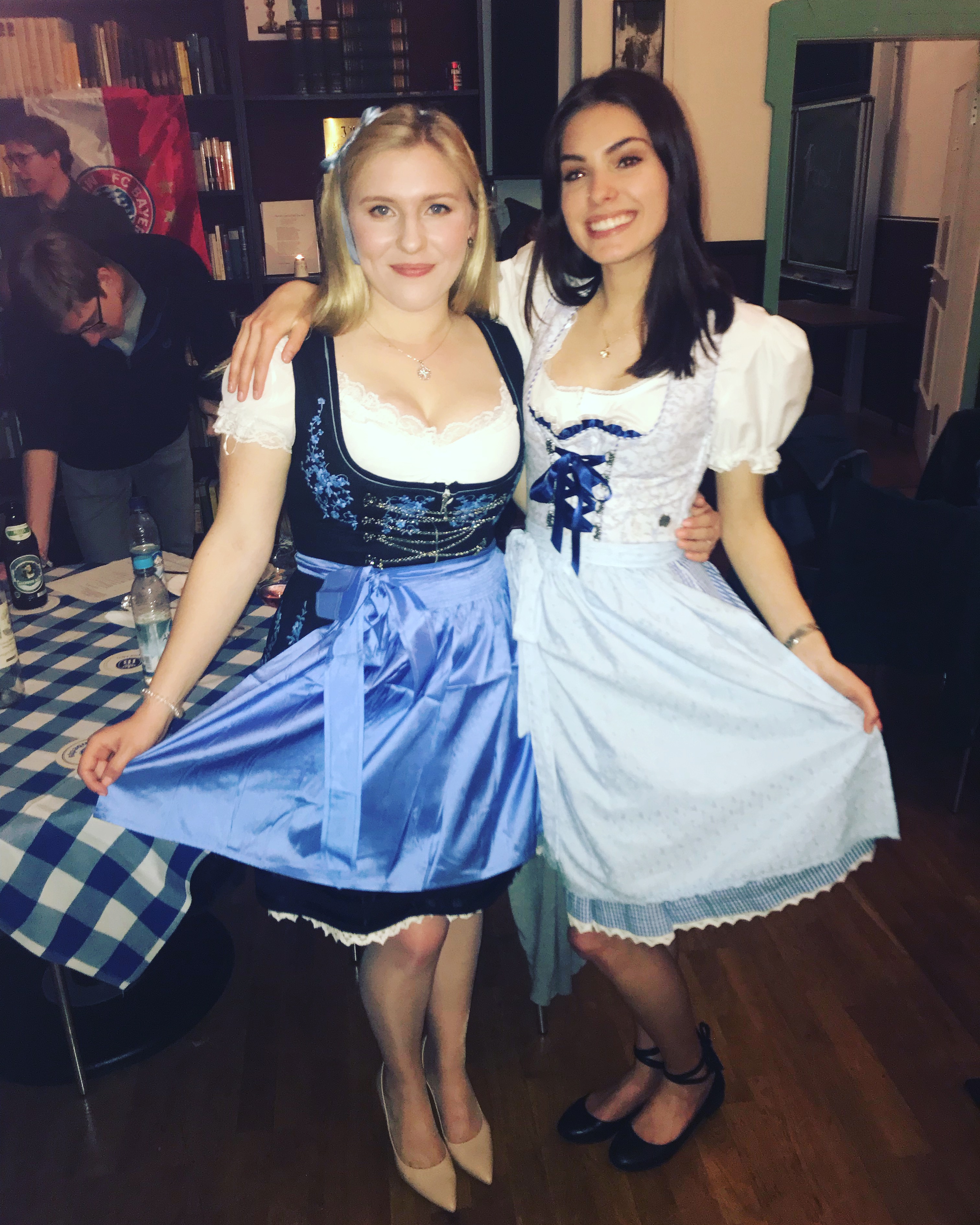 Kathe and friend in traditional Bavarian Dirndl